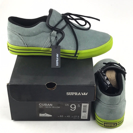 Supra Cuban GRY / Neon Yellow US Mens Size 9.5