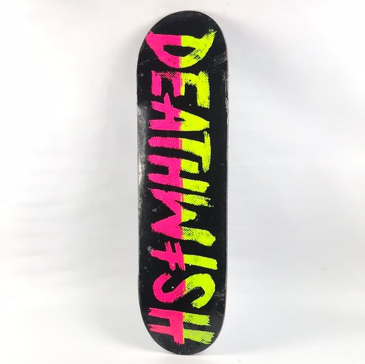 Deathwish Team Brand Name Black/Yellow/Pink 8.5'' Skateboard Deck