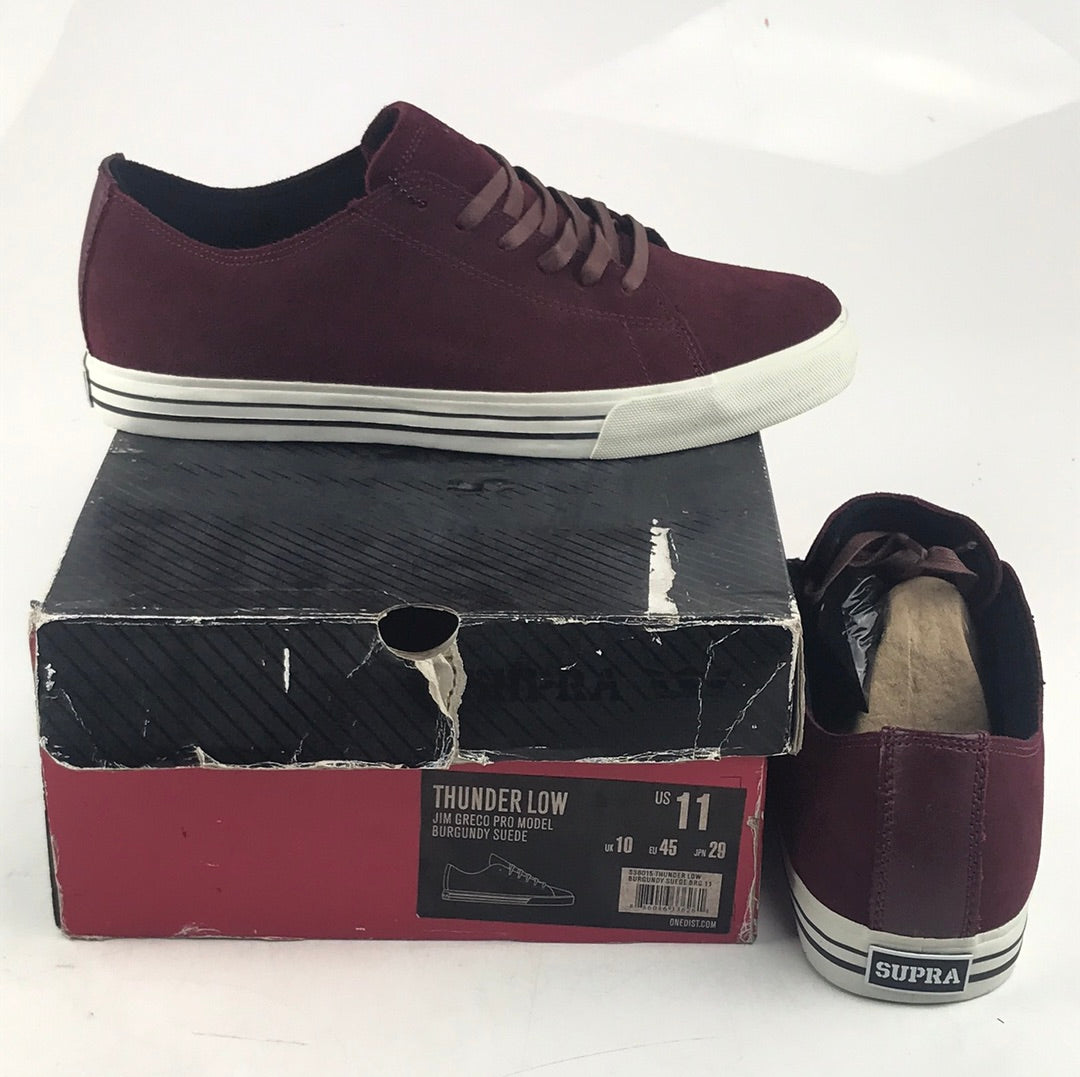 Supra Thunder Low Jim Greco Burgundy Suede US Mens Size 11