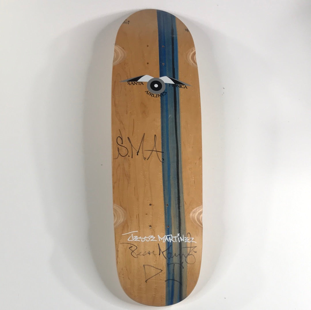 Santa Monica Airlines Jesse Martinez Signed Blue/Wood Grain Skateboard Deck