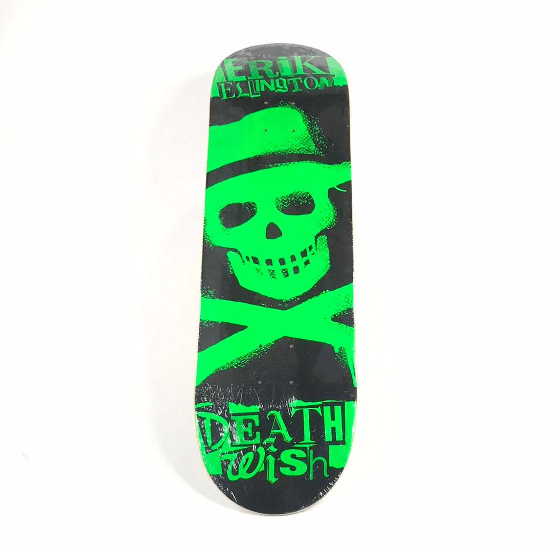 Deathwish Erik Ellington Skull & Crossbones Green/Black 8.5” Skateboard Deck