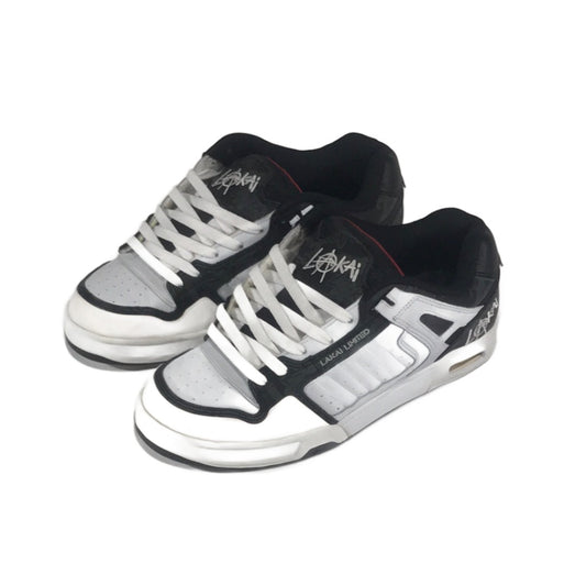 Lakai Monarch White/Black Leather Print Shoes Size 11.5