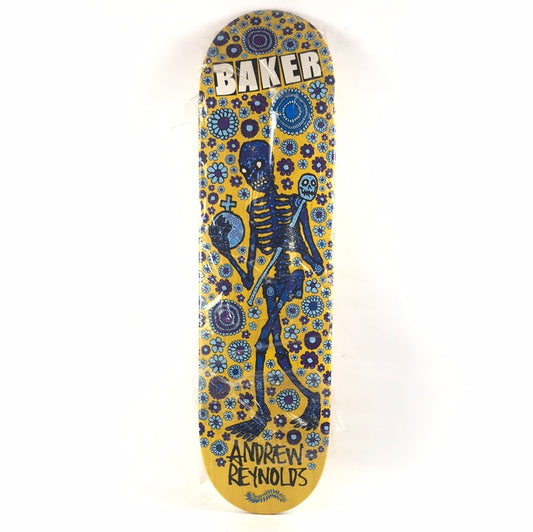 Baker Andrew Reynolds Flower Skeleton Yellow/Blue 8.3" Skateboard Deck