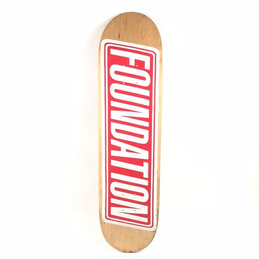 Foundation Team Basic Font Woodgrain/Red 8.25" Skateboard Deck