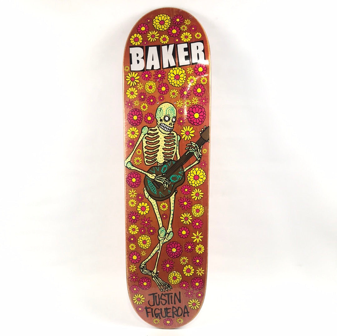 Baker Figgy Skeleton Flowers Orange 8.375'' Skateboard Deck