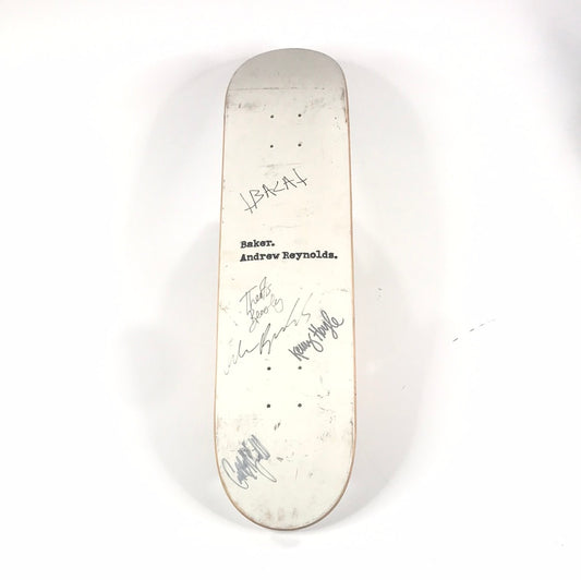 Baker Andrew Reynolds Period White 7.5'' Signed Skateboard Deck Signed Sammy Baca, Kenny Hoyle. Theotis Beasly