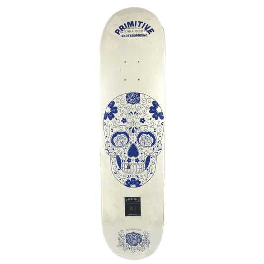 Primitive Paul Rodriguez Sugar Skull White/Blue 8.1" Skateboard Deck