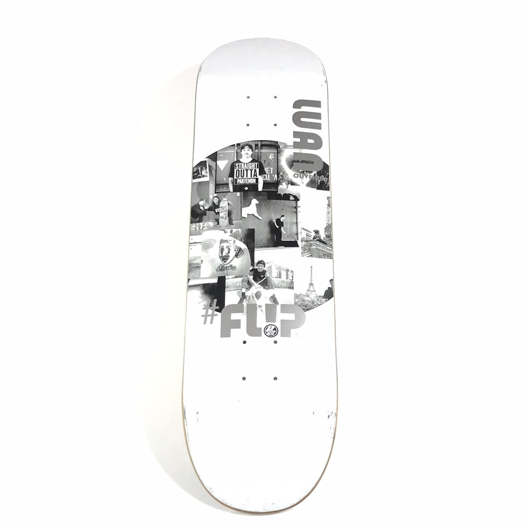 Flip Luan Oliveira Straight Outta Parthenon Black/ White 8.125” Scratched Skateboard Deck