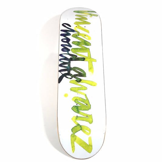 Chocolate Vincent Alvarez Watercolor Cursive White/Green 8.125‚Äù Skateboard Deck