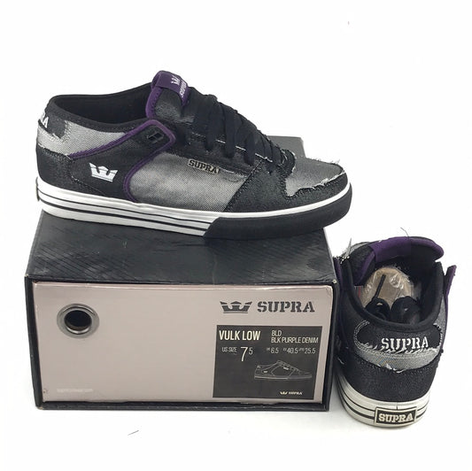 Supra Vulk Low BLK Purple Denim US Mens Size 7.5