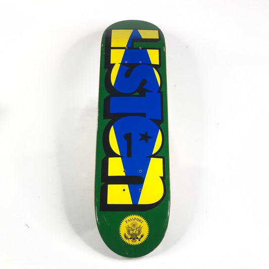 Listen Passport Green/Yellow/Blue LA Gripped 8.0 Skateboard Deck