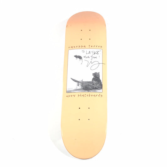 Meow Vanessa Torres Flying Rat Signed Peach 8.0 Skateboard Deck