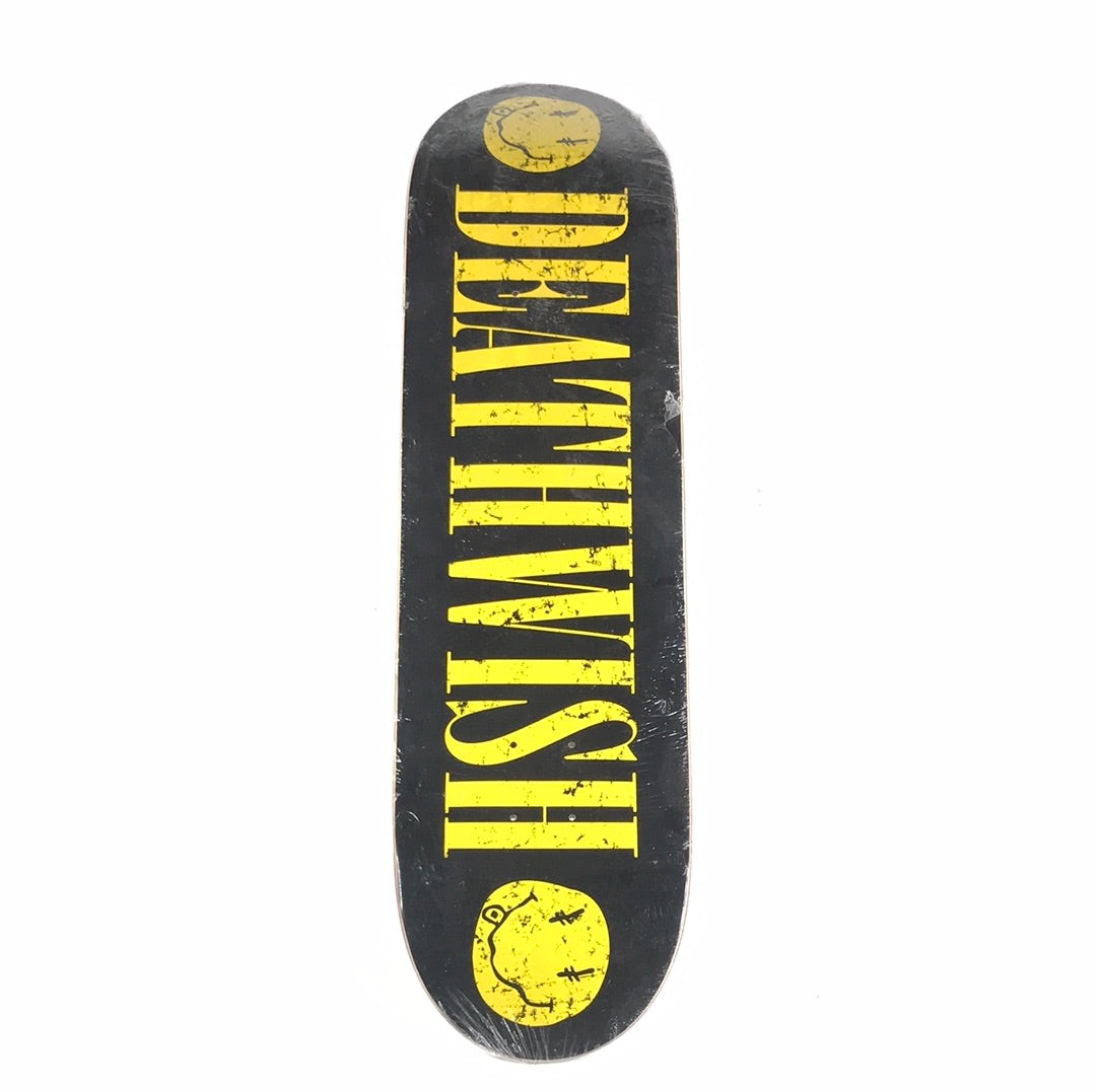 Deathwish Team Smiley Face Logo Yellow 8 3/8 Skateboard Deck