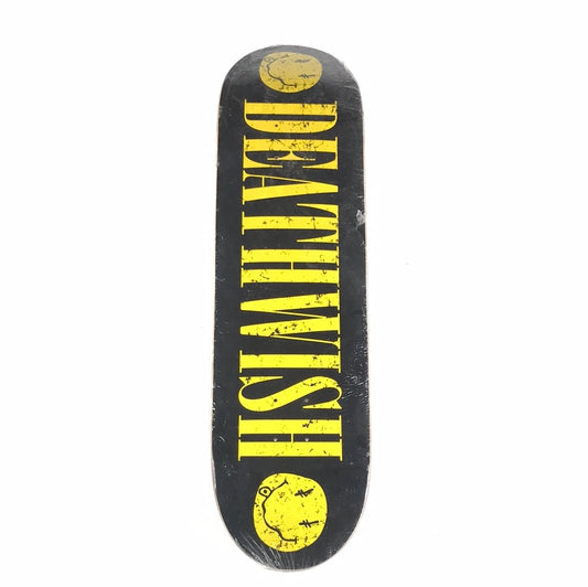 Deathwish Team Smiley Face Logo Yellow 8 3/8 Skateboard Deck