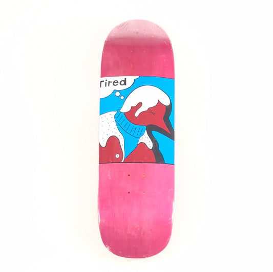 Tired Team Thinking Pink 9.1 Skateboard deck