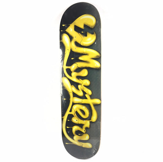 Mystery Script Yellow Black Skateboard Deck