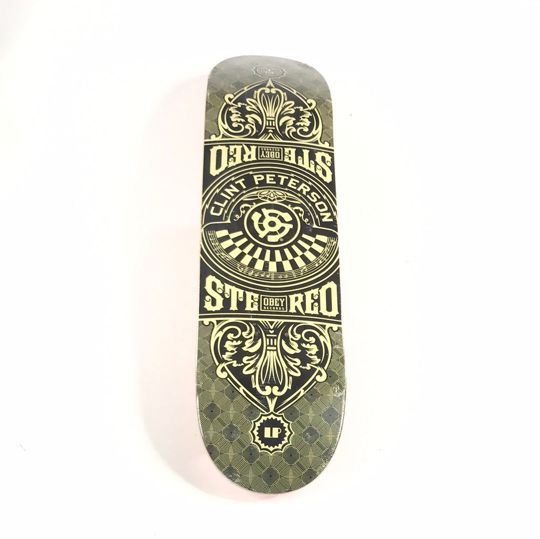 Stereo Clint Peterson Obey Records Black/Cream 8.0 Skateboard Deck