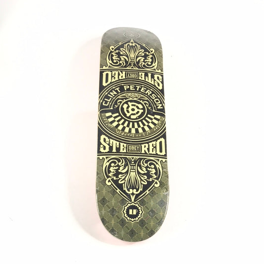 Stereo Clint Peterson Obey Records Black/Cream 8.0 Skateboard Deck