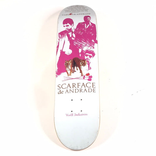 World Industries Carlos De Andrade Scarface Pink/White 7.9" Skateboard Deck