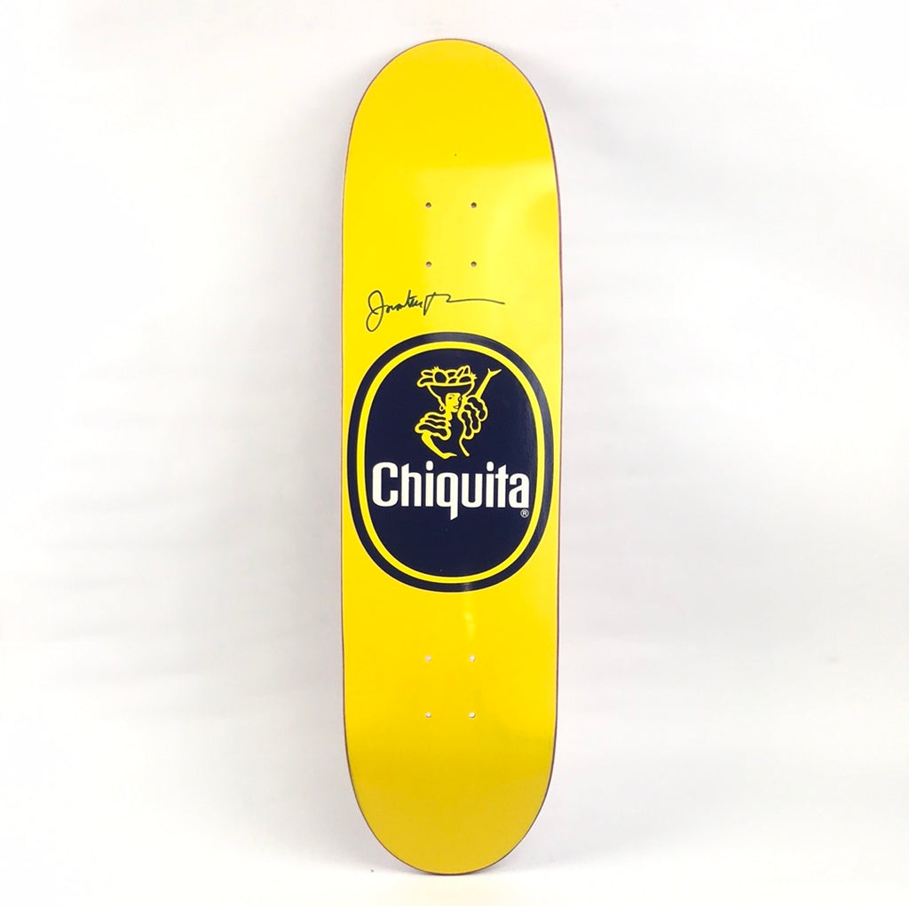 Custom name yellow swiss cheese skateboard deck