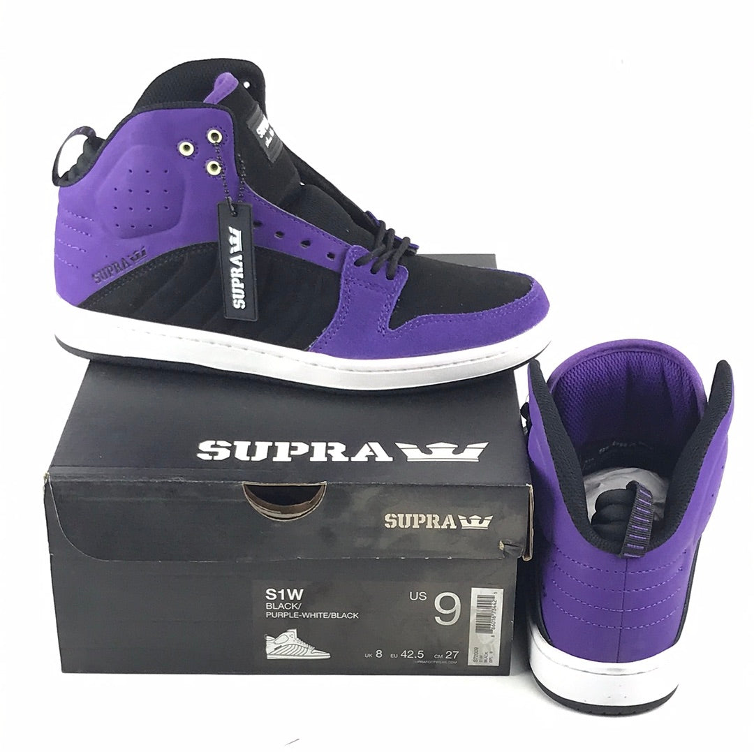 Supra S1W Black/Purple-White/Black US Mens Size 9