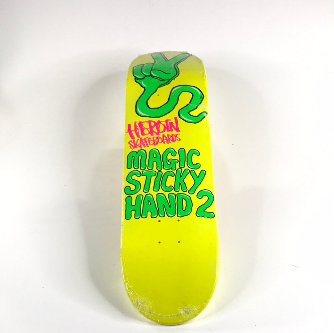 Heroin Team Magic Sticky Hand 2 Yellow 8.25 Skateboard deck