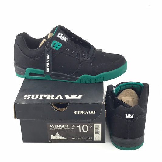 Supra Avenger Black Canvas/Green US Mens Size 10.5