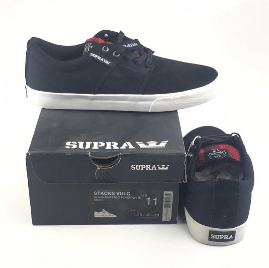 Supra Stacks Vulc Black/Buffalo Plaid-White US Mens Size 11