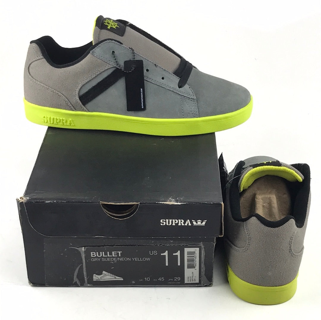 Supra Bullet GRY Suede/Neon Yellow US Mens Size 11
