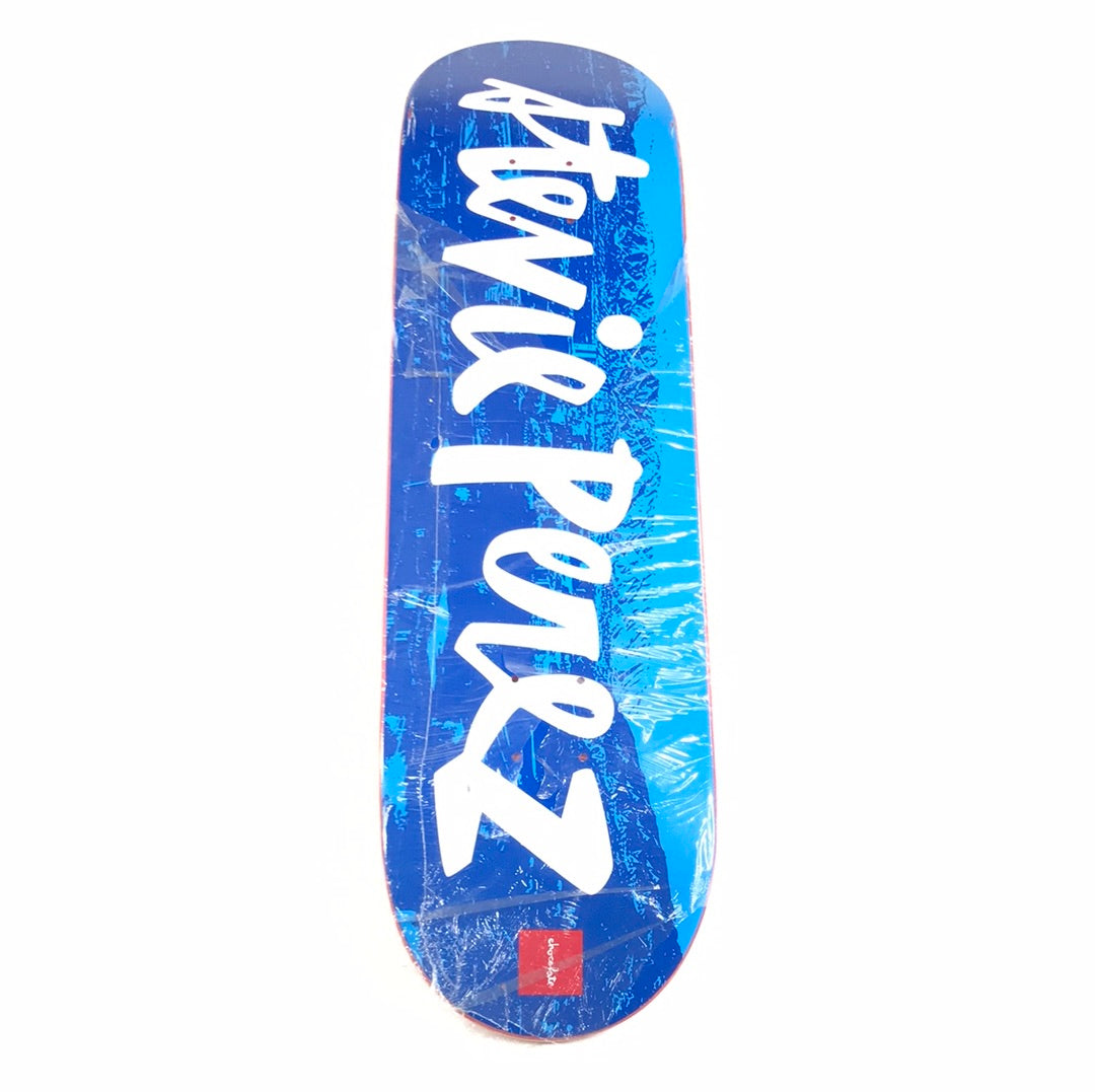 Chocolate Stevie Perez cursive Blue 8.25 Skateboard deck