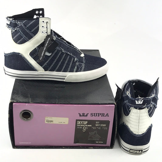 Supra Skytop Navy Denim U.S. Mens Size 9.5