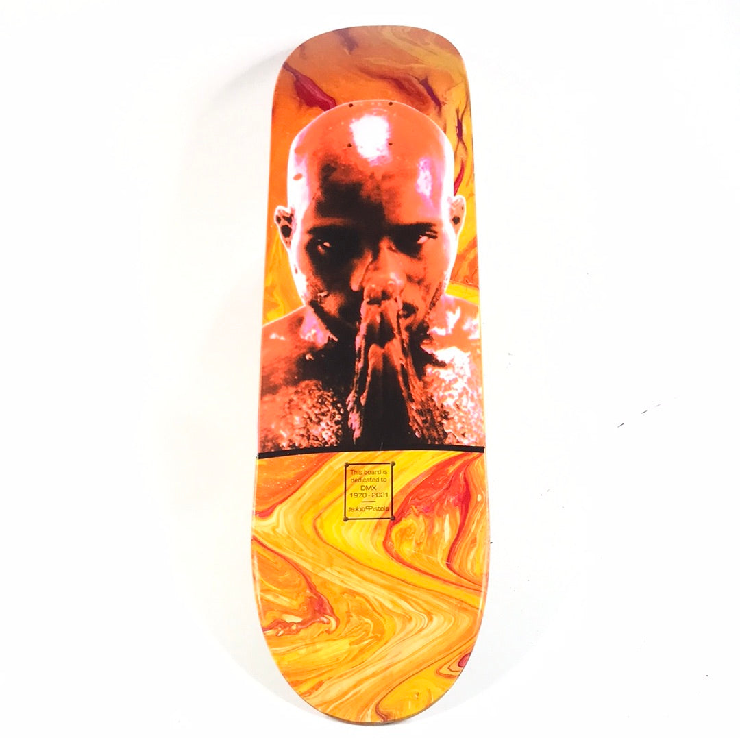 Pocket Pistols DMX Tribute Hand Painted Orange 8.375‚Äù Skateboard Deck