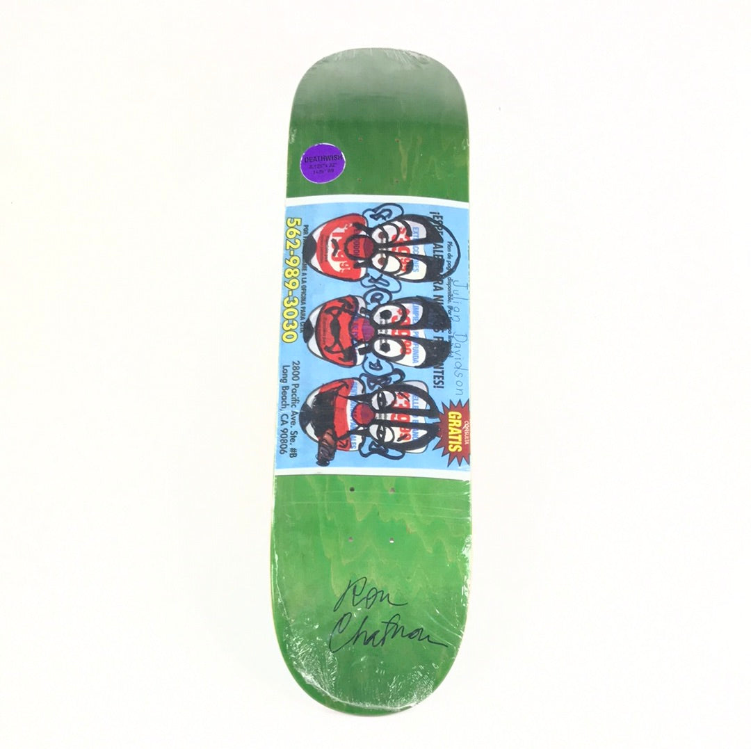 Deathwish Julian Davidson Postcard Green 8.125 Ron Chatman Signed Skateboard Deck