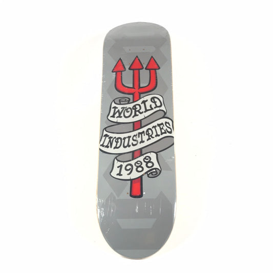 World Industries Pitch Fork Grey 8.0 Skateboard Deck