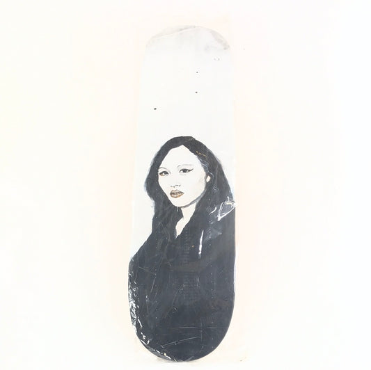 Brand? Hand Painted / Signed Ladys face 2017 Black White 8.5 Skateboard deck