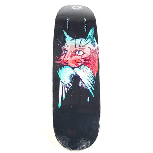 Weclome Chris Miller Cat With A Bird Black/Teal/Red 8.6" Skateboard Deck