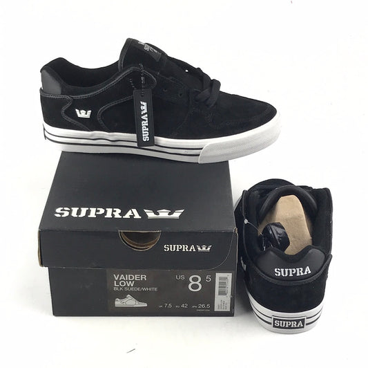 Supra Vaider Low BLK Suede/White US Mens Size 8.5