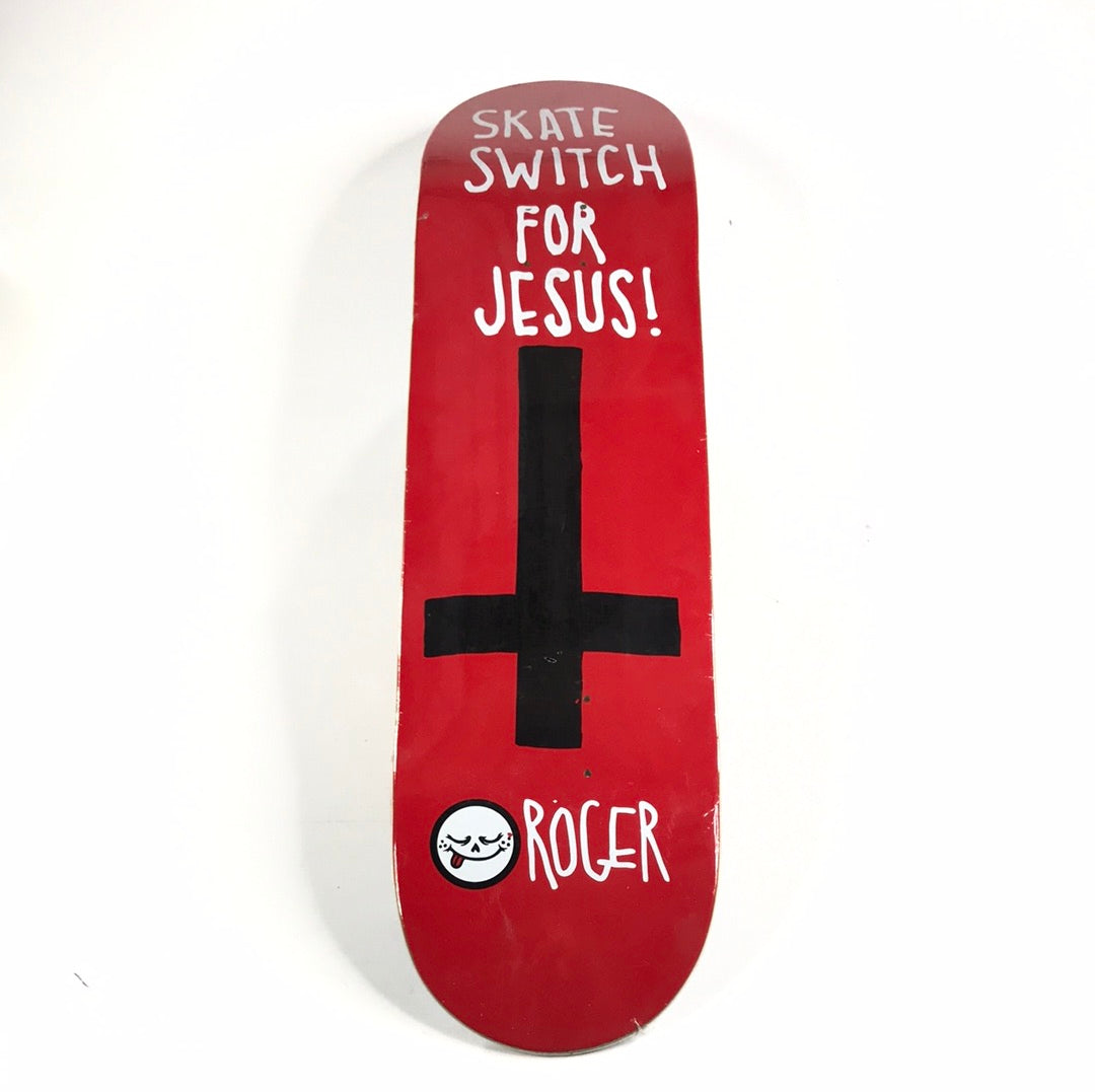 Roger Skate Switch For Jesus Team Red 8.25" Skateboard Deck
