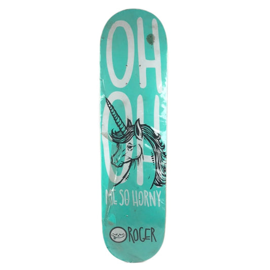 Roger Oh Oh Me So Horny Teal/White 8.3" Skateboard Deck
