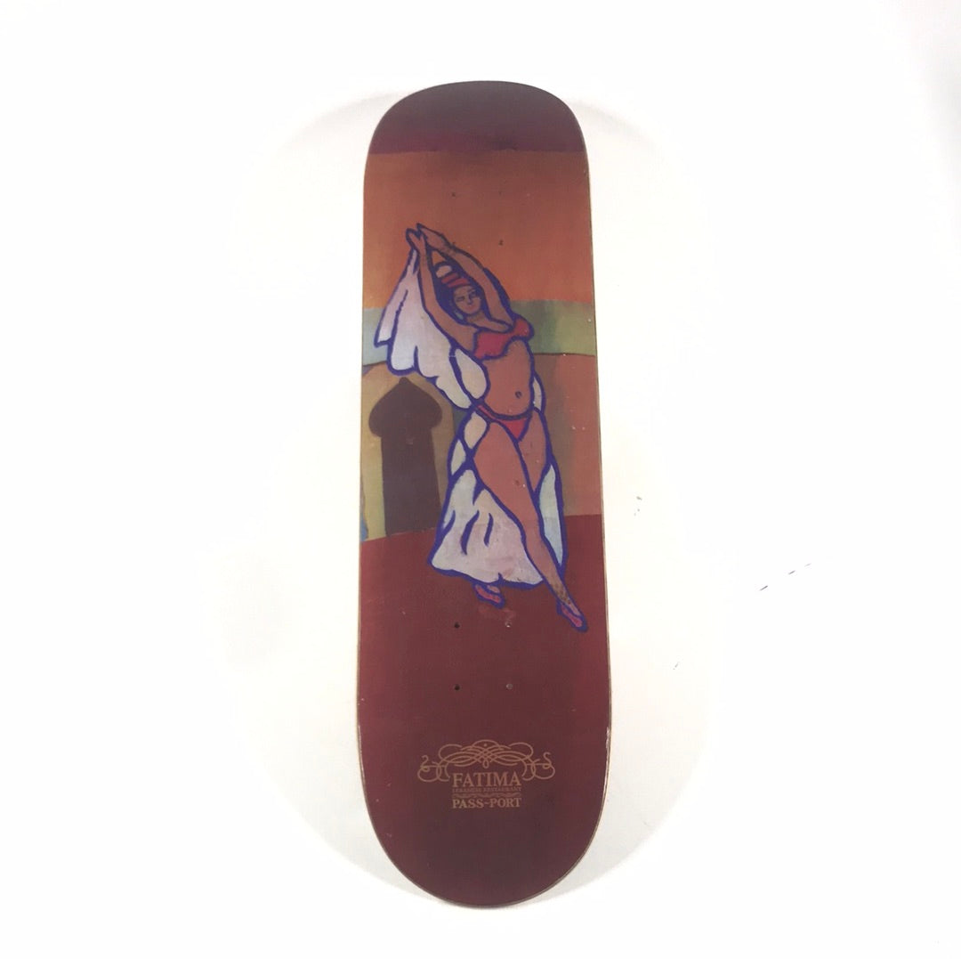 Passport Fatima Restaurant Belly Dancer Maroon/Brown Size 8.38" Vintage NOS Deck