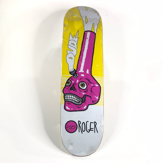 Roger Team Skull Bong Yellow 8.0 Skateboard Deck