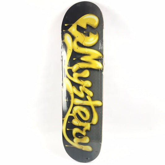 Mystery Script Yellow Black Skateboard Deck dp